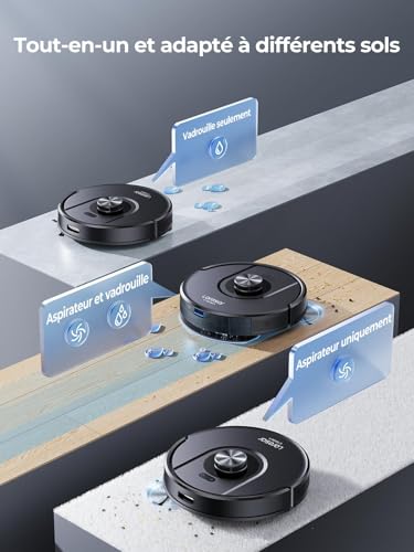 Robot Vacuum Cleaner, 8000Pa 200Mins Robot Vacuum Cleaner Navigation LiDAR Washer, Robot Floor Washer, Multiple Floor Maps Alexa/APP/WiFi Control, Ideal for Pet Hair, Carpets and Hard Floors
