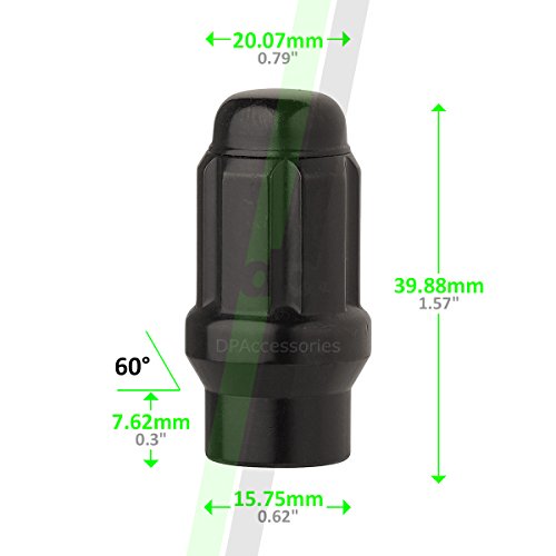 DPAccessories LCE3L6HESBK04100 100 Black 12x1.5 Closed End ET Spline Tuner Lug Nuts for Aftermarket Wheels Wheel Lug Nut