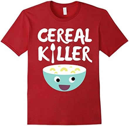 Mens Funny Cereal Killer T-Shirt Large Cranberry