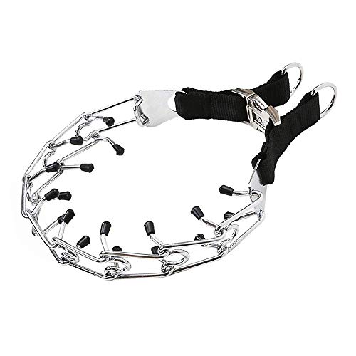 QPEY Dog Prong Collar,Ultra-Plus Prong Collars for Dogs Easy-On and Adjustable Training Collar with Buckle and Rubber Tips (Collar)