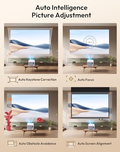 【Compatible with Netflix & AI Autofocus】XGODY Smart 4K Projector 700ANSI 1080P with 6D Auto Correction, FHD Movie Projector with WiFi 6 and Bluetooth 5.4, Home Cinema Projector for Bedroom