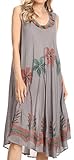 Sakkas 117 Watercolor Palm Tree Tank Caftan Short Dress - Grey/One Size