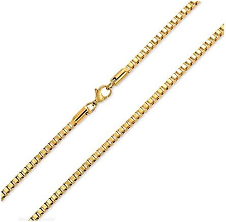 18k Gold Over Sterling Silver 1mm Box Chain Necklace Made in Italy Available 22 inch- 30 inch