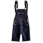Men’s Dark Blue Denim Knee Length Bib Overalls Shorts www.denim.fit