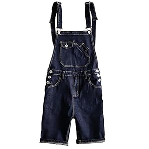 Men’s Dark Blue Denim Knee Length Bib Overalls Shorts www.denim.fit