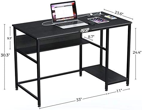Rolanstar Computer Desk with Power Outlets, 47"/55" Office Desk with 2 Storage Shelves with Corner Protectors, Study Table, Workstation,Business Style, Stable Metal Frame, RTB00D-BL120-1 7 Rolanstar Computer Desk with Power Outlets, 47"/55" Office Desk with 2 Storage Shelves with Corner Protectors, Study Table, Workstation,Business Style, Stable Metal Frame, RTB00D-BL120-1