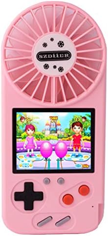 Pokpow ミニ ハンドヘルドファン Usb 小型 パーソナルポータブル ベビーカーファン ゲームコンソール内蔵 500 クラシック レトロ ビデオ ゲーム カラー Hd スクリーン 充電式ファン 旅行 オフィス 家庭用 ピンク Distribuidoravalmor Com