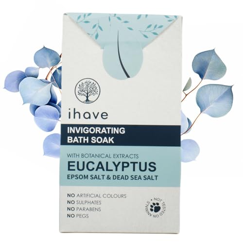 IHAVE EPSOM SALT & DEAD SEA SALT BATH SOAK WITH EUCALYPTUS ESSENTIAL OILS, PORTABLE BATH SALTS UNIQUE SPA GIFTS FOR HIM, IDEAL ANNIVERSARY, BIRTHDAY GIFTS FOR MEN, DAD, HUSBAND, BOYFRIEND, BROTHER