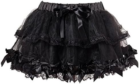 Women Sexy Lace Mutli-Layer Bowknot Lingerie Burlesque Petticoat Corset Tutu Skirt