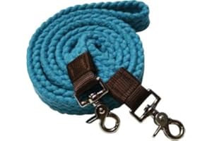 Showman 7' 1/2" Long Cotton Roping Reins w/ Scissor Snap Ends (Teal)