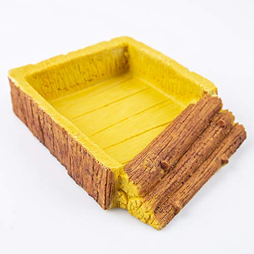 Aqua KT Reptile Ramp Rock Food Bowl Water Dish with Sturdy Base for Amphibian Feeding
