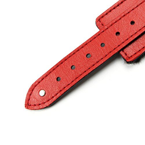 Brussels Wrist and Ankle Cuffs Elegant Locks Softest Lambskin Leather (Red, Ankle) - Thumbnail 2