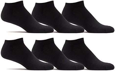 Womens Solid Color Low Cut Workout Athletic Running Ankle Socks (6 pack) (Shoe: 5-10 / Sock: 9-11, Black)