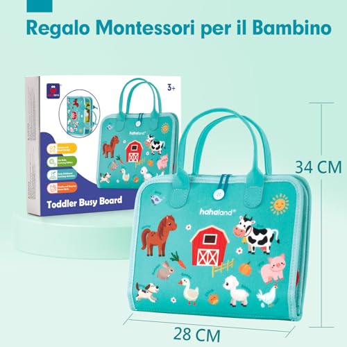 hahaland Montessori Busy Felt Board for Children – Sensory Panel Montessori Board Educational for Children – Games for Baby Girl Birthday Gift