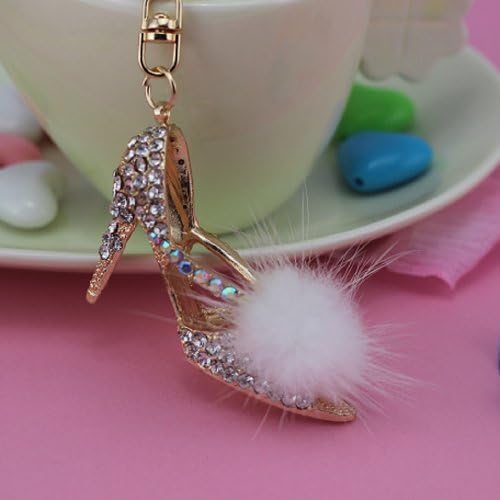 XmaSmile Crystal High-heel Shoe Keychain hook Women Bag Charm Ornament Decorations Gift (white)
