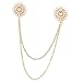 Round Collar Tips Shirt Stud Neck Brooch with Chain Tassels Golden