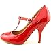 Brinley Co. Womens Sueded T-Strap Round Toe Pumps