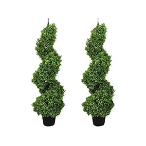 momoplant Topiary Trees, Paar künstliche Spiralpflanzen mit 3 Ft / 90 cm für Außen- und Innendekoration mit schwarzem…