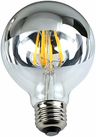 Globe Shape Vintage Light Bulb 4W None-Dimmable Edison LED Filament Bulb Mirror Half Chrome E26 Base Lamp 2700K Warm White