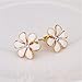 Scheppend 18k White Gold Plated Black Flower White Flower Gold and Rose-gold Earring Stud