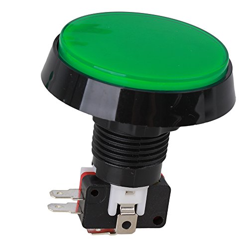 BQLZR Green LED Light Lamp 60mm Dia Big Round Arcade Video Game Player Push Button Switch Pack of 5