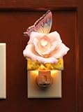 Cosmos 2127 Fine Porcelain Lighted Butterfly/Peace Rose Night Light, 3-Inch