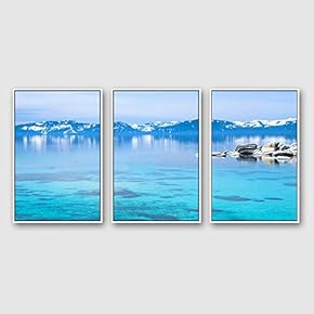 3 Piece Framed Canvas Wall Art for Living Room, Bedroom Lake Tahoe Canvas Prints for Modern Home Decoration Ready to Hang - 16"x24"x3 Panels