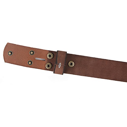 NPET Mens Full Grain Leather Belts Snap on Belt Strap 1 1/2" Wide (40-42, Coffee with Black Brass Buckle)