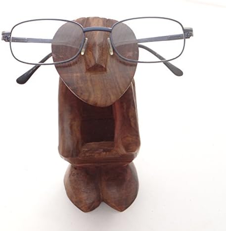 Rakhi Gifts For Brother and Sister by Kamla Sellers Hand Carved 'THINKING PERSON' Wooden Eyeglass Spectacle Holder Stand For Men/ Women