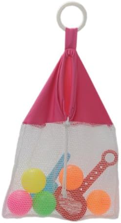 Pomfitis Mesh Net Laundry Stroller Bag Bath Toy Organizer Storage Beach Tote, Pink