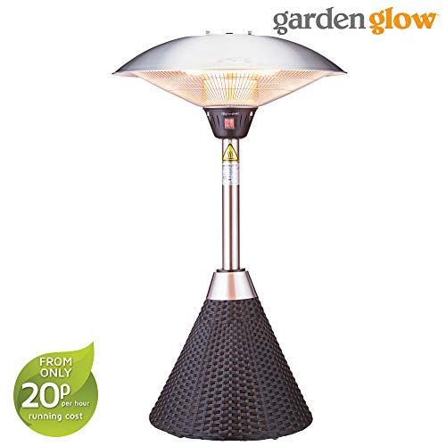 Garden Glow 2100W Electric Outdoor Table Top Patio Heater Rattan Effect