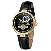 Festnight Automatisch mechanisch polshorloge voor dames met leren armband en verlicht display in leeg design voor…