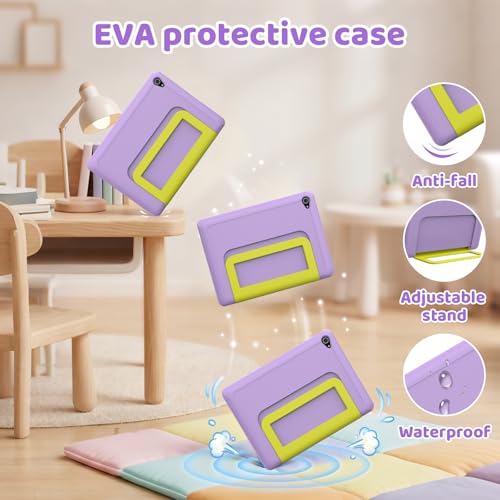 Gleeso Kids Tablet 10 inch Android 16, 24GB RAM+64GB ROM, Child Tablet 1280 * 800 IPS, 5MP+8MP Camera, 6000mAh, WiFi 6/BT 5.3, Parental Control, Toddler Tablet with Protective Case(Purple)