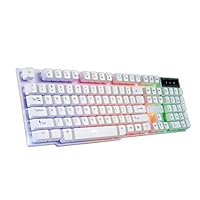 Bieay Mechanical Gaming Keyboard with Lights, Backlit LED Wired Gaming Keyboard with Chroma RGB Lighting, Ergonomic Keyboard, Programmable Gaming Mouse for Mac, PC, Laptop Gamers (White)