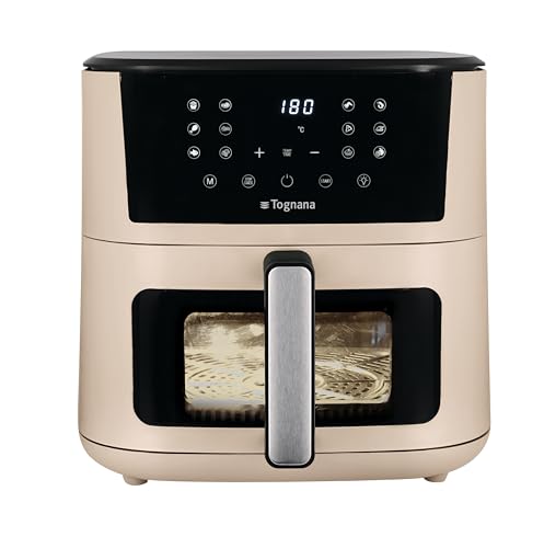 Tognana, Luftfritteuse 10L, Doppelwiderstand, Digitalanzeige, Timer, 80-200°C, Fenster, 2300W, Champagner