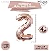 Rose Gold Number 2 Balloon for Birthday - Large 40 Inch | Rose Gold Latex Balloons Pack of 7 | 2nd Birthday Balloons Decorations for Girl | Mylar Number 2 Rose Gold Balloon for Second Birthday Decor