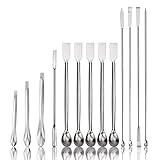 13Pcs Stainless Steel Lab Spatula Micro Scoop Reagent Laboratory Mixing Spatula 22cm Long Sampling Spoon