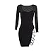 Women's Sexy Bodycon High Split Long Sleeve Bandage Party Night Club Mini DressBlack Medium
