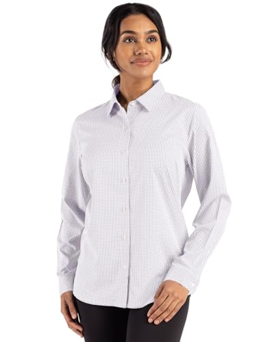 Cutter & Buck Skyline Epic Confidence Recycled Gingham Womens Long Sleeve Dress…