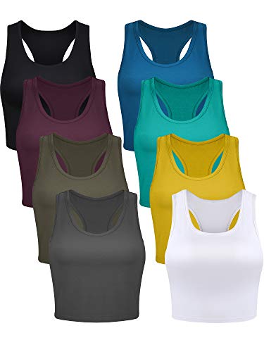 8 Pcs Women Basic Crop Tank Tops Sleeveless