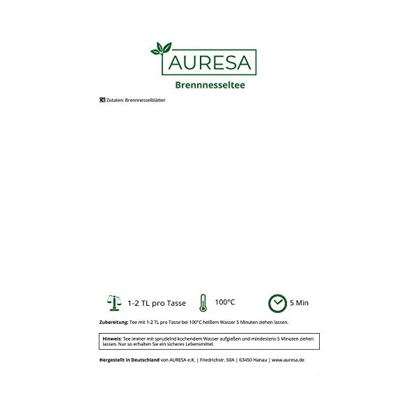 AURESA Kräutertee Brennnesseltee | Mild-würzig im Geschmack | Herrlich aromatischer Tee aus getrockneten Brennesseln – Bild 5