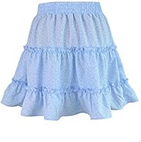 Uaneo Women's High Elastic Waist Floral Print Pleated A Line Boho Beach Mini Skirts