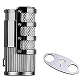 BS Cigar Cutter and Lighter Set, Cigar Punch Lighter Triple Jet Flame Butane Cigarette Torch Lighter(Black Nickel)