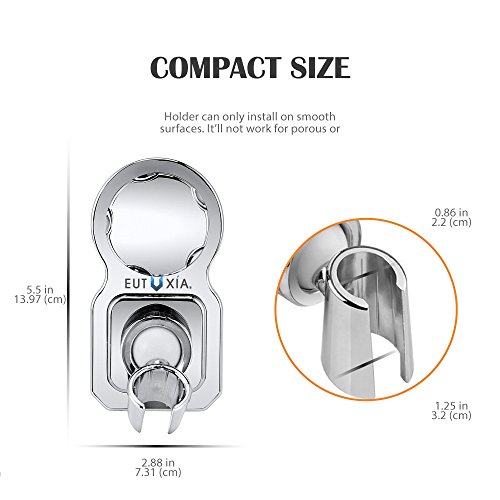 Eutuxia Universal Shower Head Holder Bracket. Removable & Adjustable Vacuum Suction Cup Wall Mount