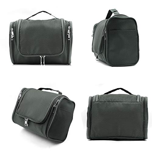Handing Toiletry Bag for Men & Women,Extra Large Capacity Travel organizer with Sturdy Hook Personal Waterproof Makeup Pouch Cosmetic Bag Lightweight Dopp kit Shaving Bag (Gray)