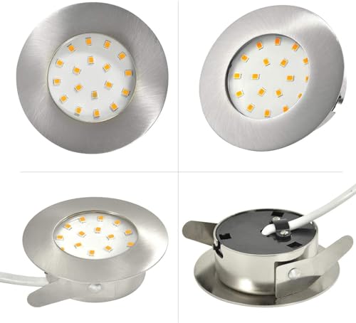 HiBay Set of 6 Recessed LED Spotlights 230V 5W Mini Spot Ultra Flat 60mm-68mm Round Module Ceiling Light Warm White 500LM for Bathroom, Kitchen, Office, Hallway, Wet Room
