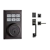 Kwikset 909 SmartCode Electronic Deadbolt and San Clemente Single Cylinder Handleset Bundle, in Venetian Bronze