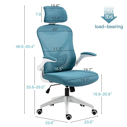 HOMEFUN Ergonomic Office Chair, Mesh Computer Desk Chair with Headrest, Adjustable High Back