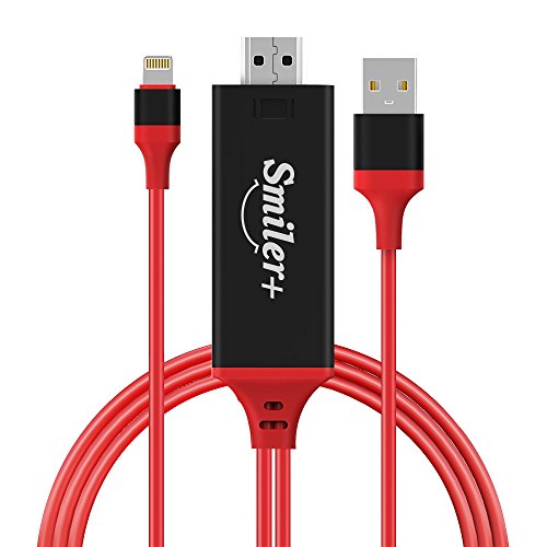 Lightning to HDMI Cable, Smilerplus iPhone to HDMI Cable Adapter 1080P HDTV Digital AV Adapter Cable for iPhone, iPad, iPod, Projector