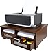 Victor Midnight Black Collection B1130 Wood Printer Stand with Two Drawers and Two Storage Slots, No Assembly Required, Mocha Brown